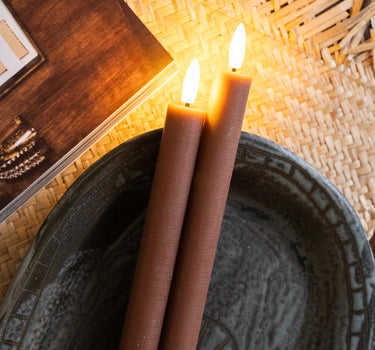 SET OF 2 - Dinner Candle Led Warm Brown - Things I Like Things I Love