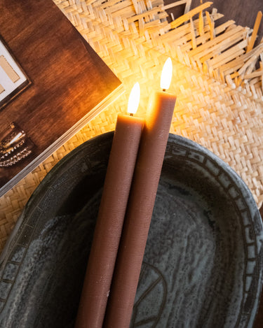 SET OF 2 - Dinner Candle Led Warm Brown - Things I Like Things I Love