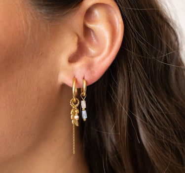 Set of 2 Earrings Chain Olivia Hoop Gold - Things I Like Things I Love