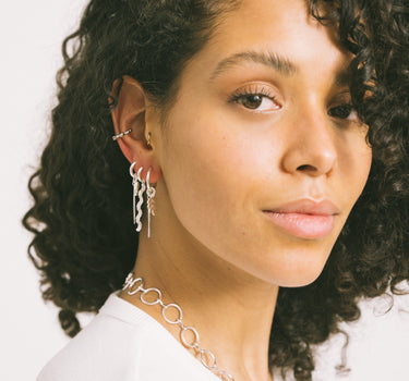 Set Of 2 Earrings Chain Olivia Hoop Silver - Things I Like Things I Love