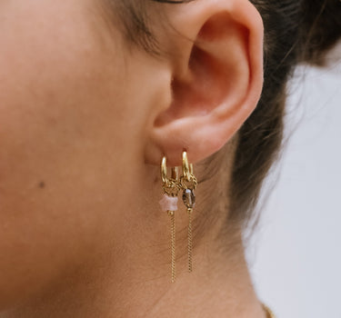 Set of 2 Hoops Chain Anthracite Gold - Things I Like Things I Love