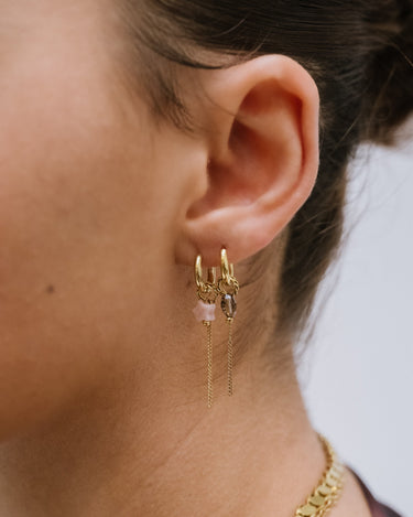 Set of 2 Hoops Chain Anthracite Gold - Things I Like Things I Love