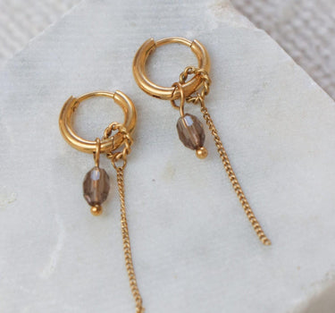 Set of 2 Hoops Chain Anthracite Gold - Things I Like Things I Love