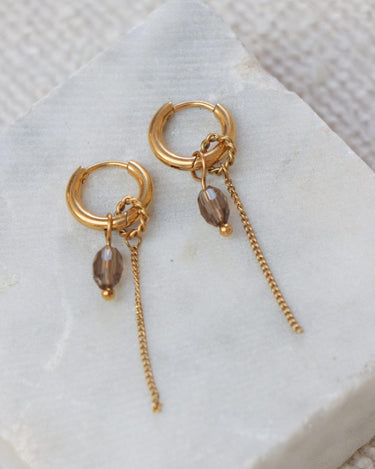 Set of 2 Hoops Chain Anthracite Gold - Things I Like Things I Love