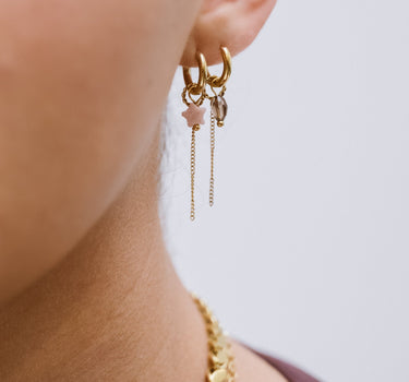 Set of 2 Hoops Chain Anthracite Gold - Things I Like Things I Love