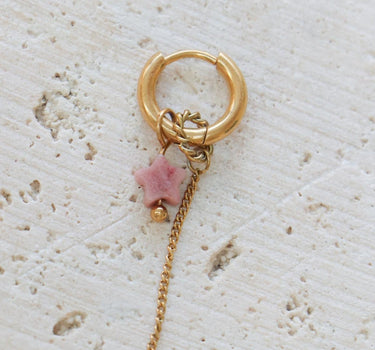 Set of 2 Hoops Chain Pink Star Gold - Things I Like Things I Love