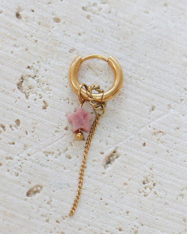 Set of 2 Hoops Chain Pink Star Gold - Things I Like Things I Love
