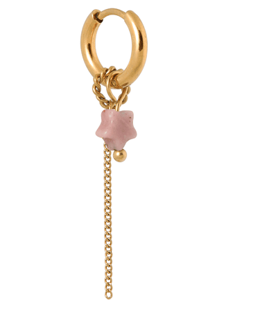 Set of 2 Hoops Chain Pink Star Gold - Things I Like Things I Love