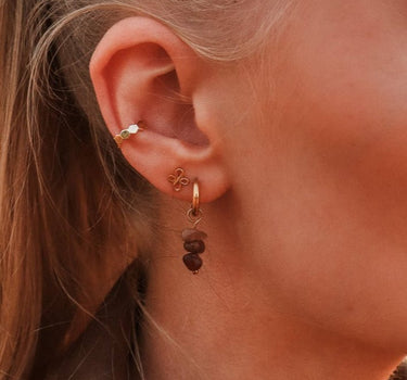 Set of 2 Hoops Triple Rock Gold - Things I Like Things I Love
