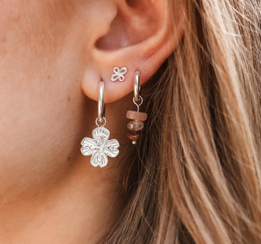 Set of 2 Hoops Triple Rock Silver - Things I Like Things I Love