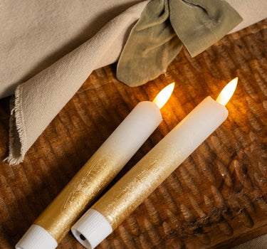 SET OF 2 - Led Dinner Candle White/Gold - Things I Like Things I Love