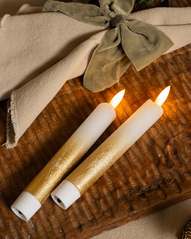 SET OF 2 - Led Dinner Candle White/Gold - Things I Like Things I Love