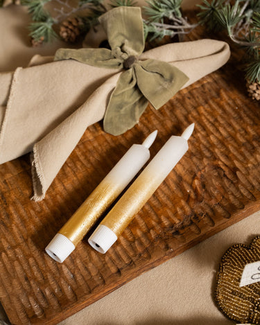 SET OF 2 - Led Dinner Candle White/Gold - Things I Like Things I Love