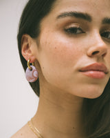 SET OF 2 - Statement Earrings Drop Lilac Gold