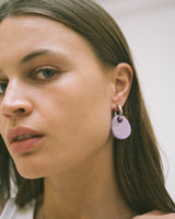 SET OF 2 - Statement Earrings Drop Lilac Silver