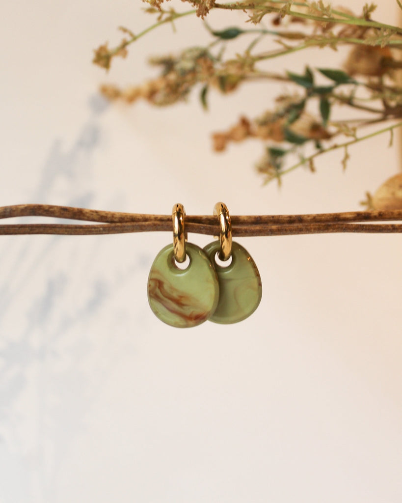 SET OF 2 - Statement Earrings Drop Lime Green - Things I Like Things I Love