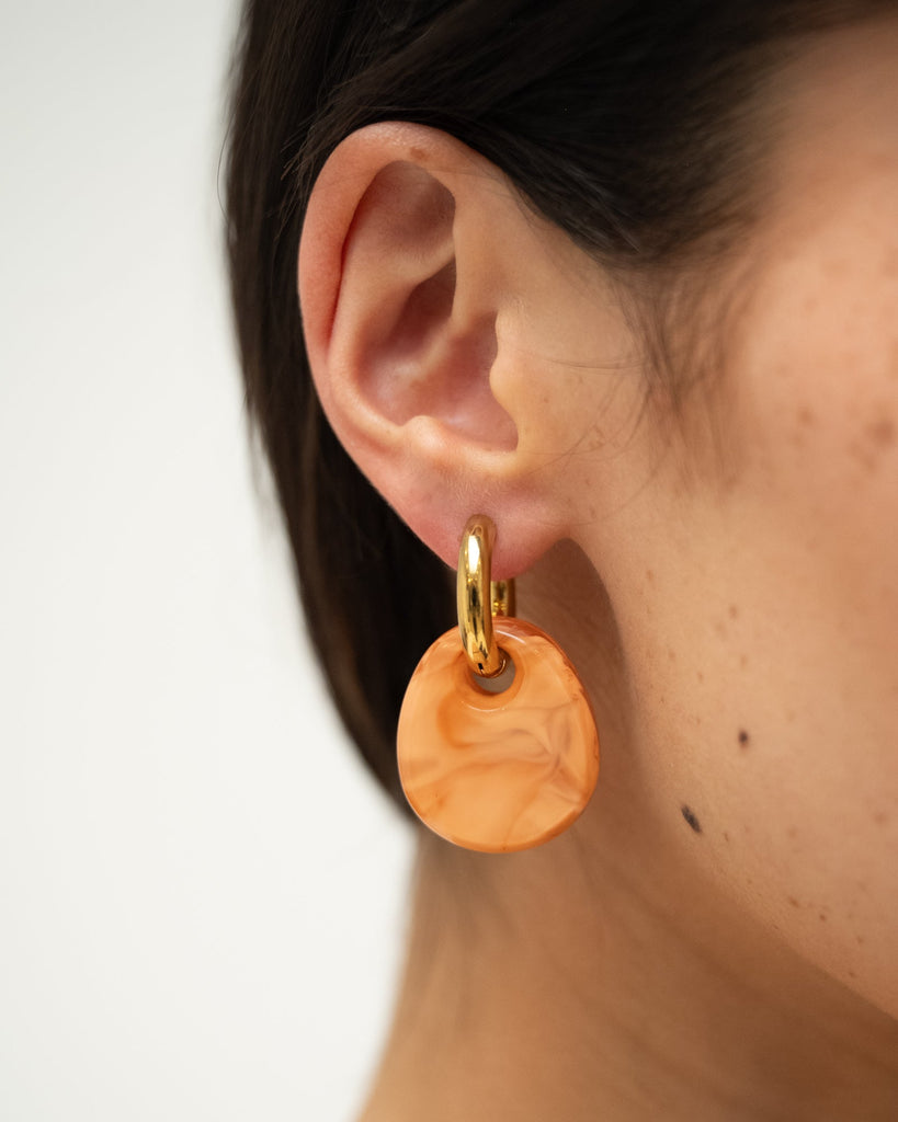 SET OF 2 - Statement Earrings Drop Orange Gold - Things I Like Things I Love