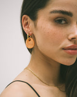 SET OF 2 - Statement Earrings Drop Orange Gold