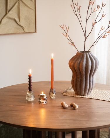 SET OF 3 - Candle Holder Glass Smoked Brown - Things I Like Things I Love