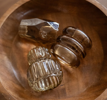 SET OF 3 - Candle Holder Glass Smoked Brown - Things I Like Things I Love