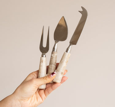 SET OF 3 - Cheese Knives Marble Beige - Things I Like Things I Love