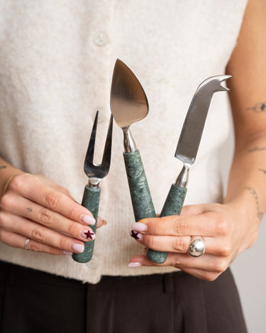SET OF 3 - Cheese Knives Marble Green - Things I Like Things I Love