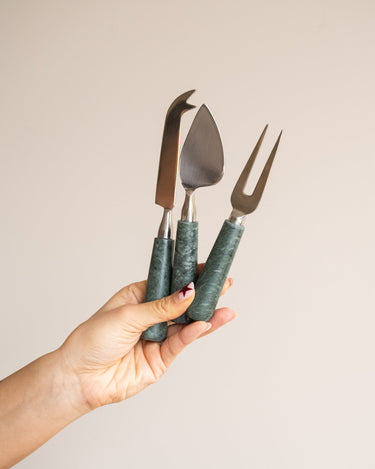 SET OF 3 - Cheese Knives Marble Green - Things I Like Things I Love