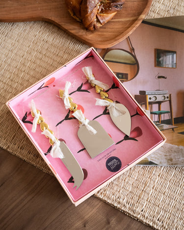 SET OF 3 - Handmade GIFT SET Cheese Knives Holly Heart - Things I Like Things I Love