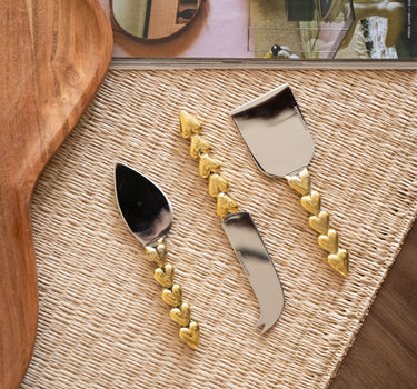 SET OF 3 - Handmade GIFT SET Cheese Knives Holly Heart - Things I Like Things I Love