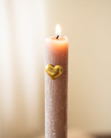 SET OF 4 - Candle Pin Heart Gold - Things I Like Things I Love