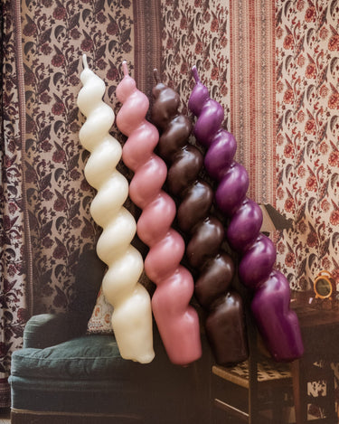 SET OF 4 - Dinner Candle Swirl Earth & Bloomy - Things I Like Things I Love