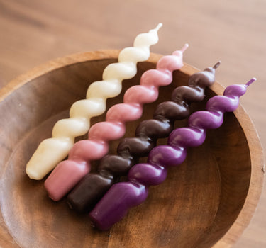 SET OF 4 - Dinner Candle Swirl Earth & Bloomy - Things I Like Things I Love