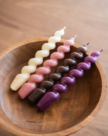 SET OF 4 - Dinner Candle Swirl Earth & Bloomy - Things I Like Things I Love