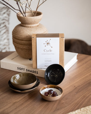 SET OF 4 - Hand - Painted Bowl Cylce Brown - Things I Like Things I Love