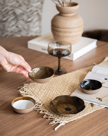 SET OF 4 - Hand - Painted Bowl Cylce Brown - Things I Like Things I Love