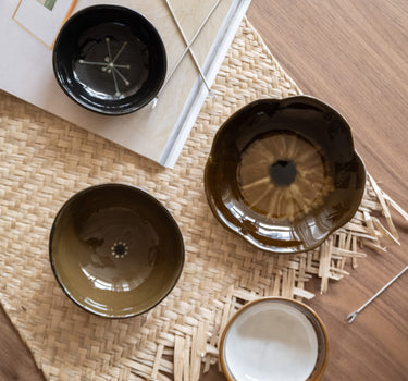 SET OF 4 - Hand - Painted Bowl Cylce Brown - Things I Like Things I Love