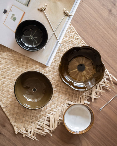 SET OF 4 - Hand - Painted Bowl Cylce Brown - Things I Like Things I Love