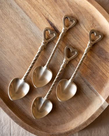 SET OF 4 - Heart Spoon Brass - Things I Like Things I Love
