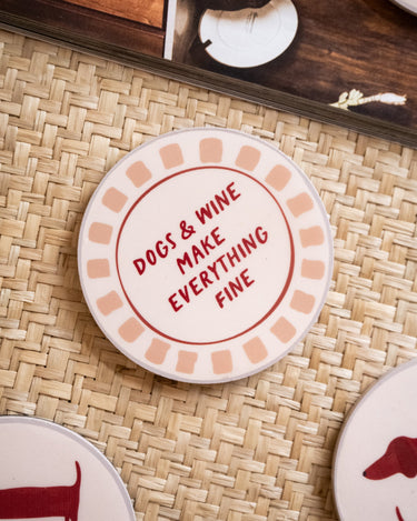 SET OF 6 - TILTIL Coasters Dogs & Wine - Things I Like Things I Love