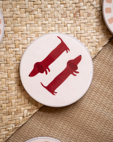 SET OF 6 - TILTIL Coasters Dogs & Wine - Things I Like Things I Love