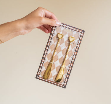 SET VAN 2 - Botermesjes Hart Messing - Things I Like Things I Love