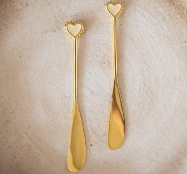 SET VAN 2 - Botermesjes Hart Messing - Things I Like Things I Love