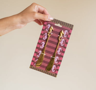 SET VAN 2 - Botermesjes Zeepaardje Messing - Things I Like Things I Love