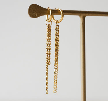 Set van 2 Double Chain Long Hoop Earrings Gold - Things I Like Things I Love