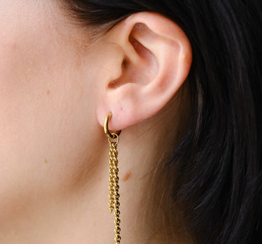 Set van 2 Double Chain Long Hoop Earrings Gold - Things I Like Things I Love