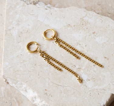 Set van 2 Double Chain Long Hoop Earrings Gold - Things I Like Things I Love