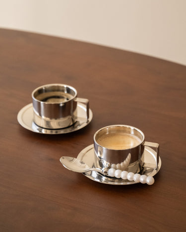 SET VAN 2 - Koffiemok met schotel Oryn Chroom - Things I Like Things I Love