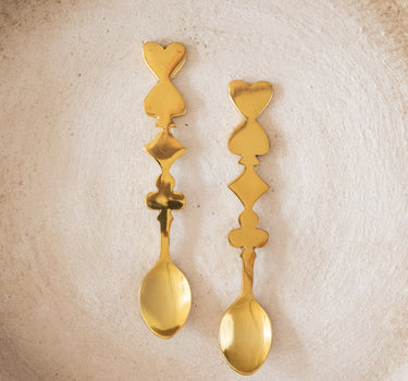 SET VAN 2 - Lepels Speelkaarten Messing - Things I Like Things I Love