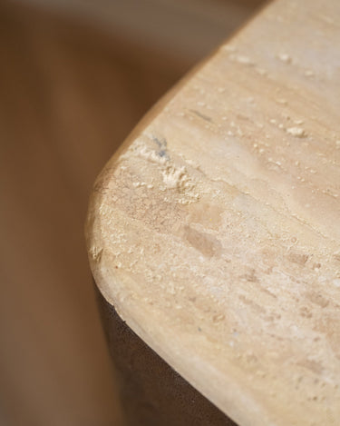 Side Table Luka Travertine Wood - Things I Like Things I Love