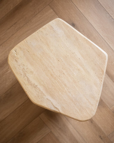 Side Table Luka Travertine Wood - Things I Like Things I Love